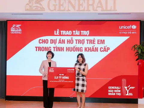 Generali tài trợ 2,5 tỷ đồng cho dự án bảo vệ trẻ em trong tình huống khẩn cấp thông qua UNICEF