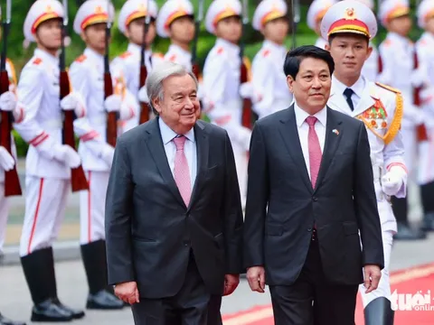 Chủ tịch nước Lương Cường chủ trì lễ đón chính thức Tổng thư ký Liên hợp quốc