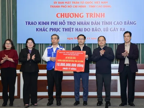 TP.HCM hỗ trợ Cao Bằng 23 tỉ đồng khắc phục thiệt hại do bão, lũ