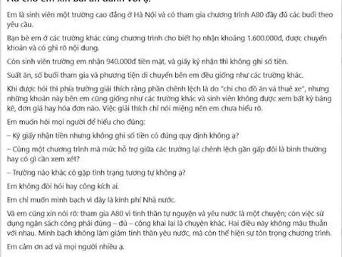 Vụ sinh viên phản ánh tiền tập luyện A80 chỉ 940.000: Hiệu trưởng bất ngờ nói "chỉ là hiểu lầm"
