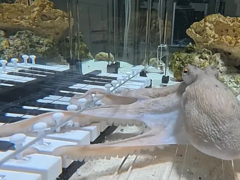Chú bạch tuộc được cứu khỏi chợ hải sản, nay 'biết chơi' piano bài Baby Shark