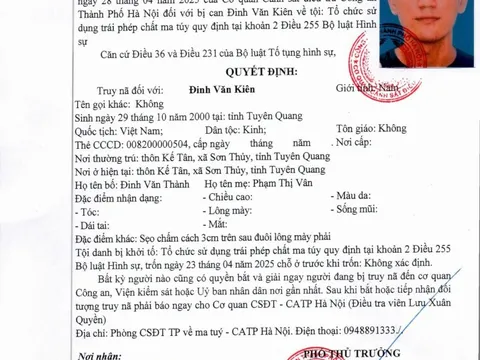 Truy nã đặc biệt với Đinh Văn Kiên sinh năm 2000