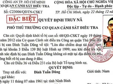 Công an TPHCM truy nã Đinh Tuấn Dũng